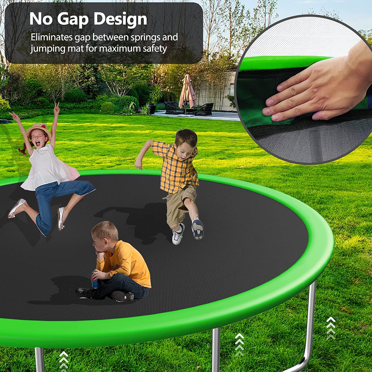LISUEYNE 12ft Trampoline with Slide and Swing，Recreational Trampoline with Basketball Hoop and Ladder，Outdoor Fitness Trampoline for Kids Adults，1000 LBS Weight Capacity