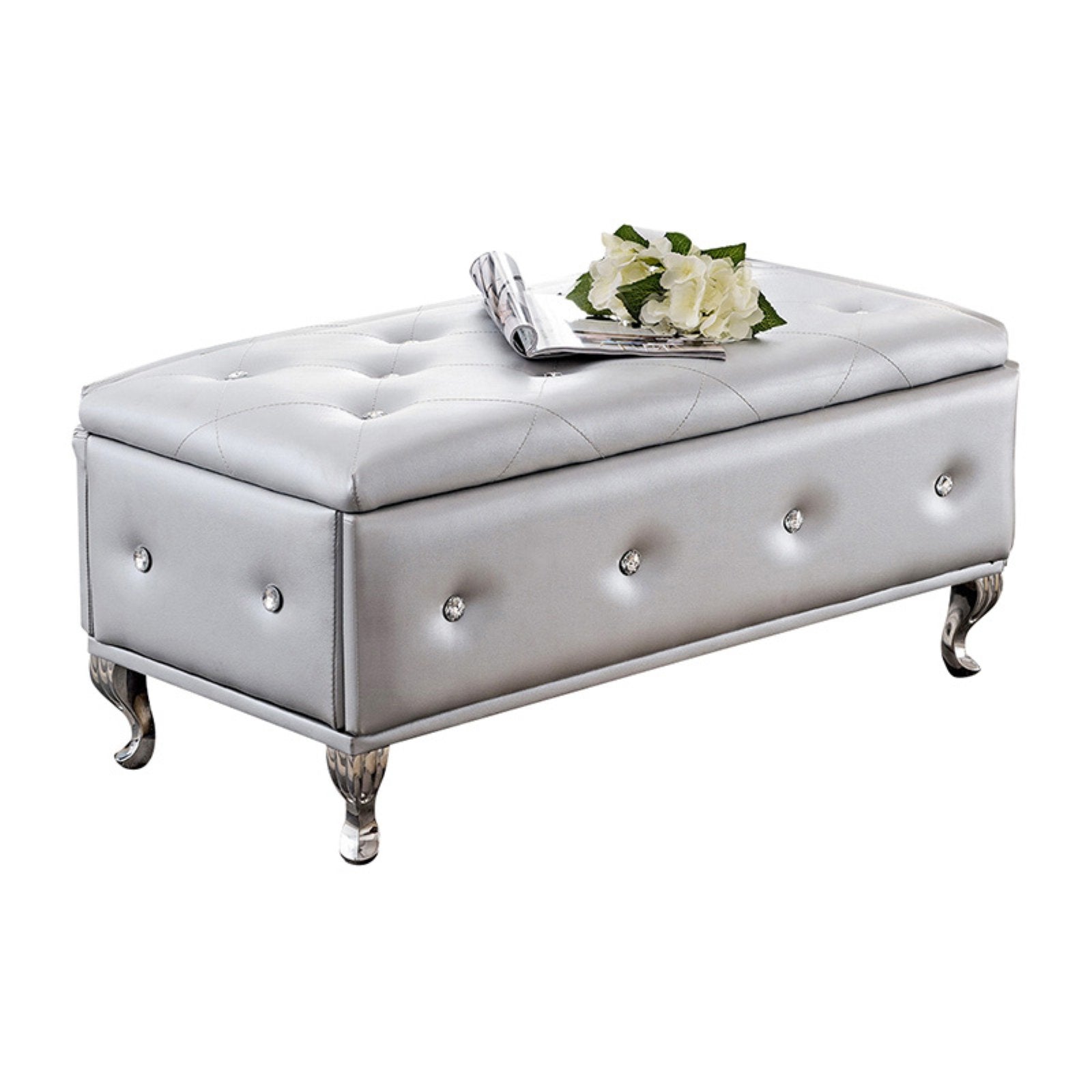 K&B Furniture Upholstered Tufted Bedroom Bench