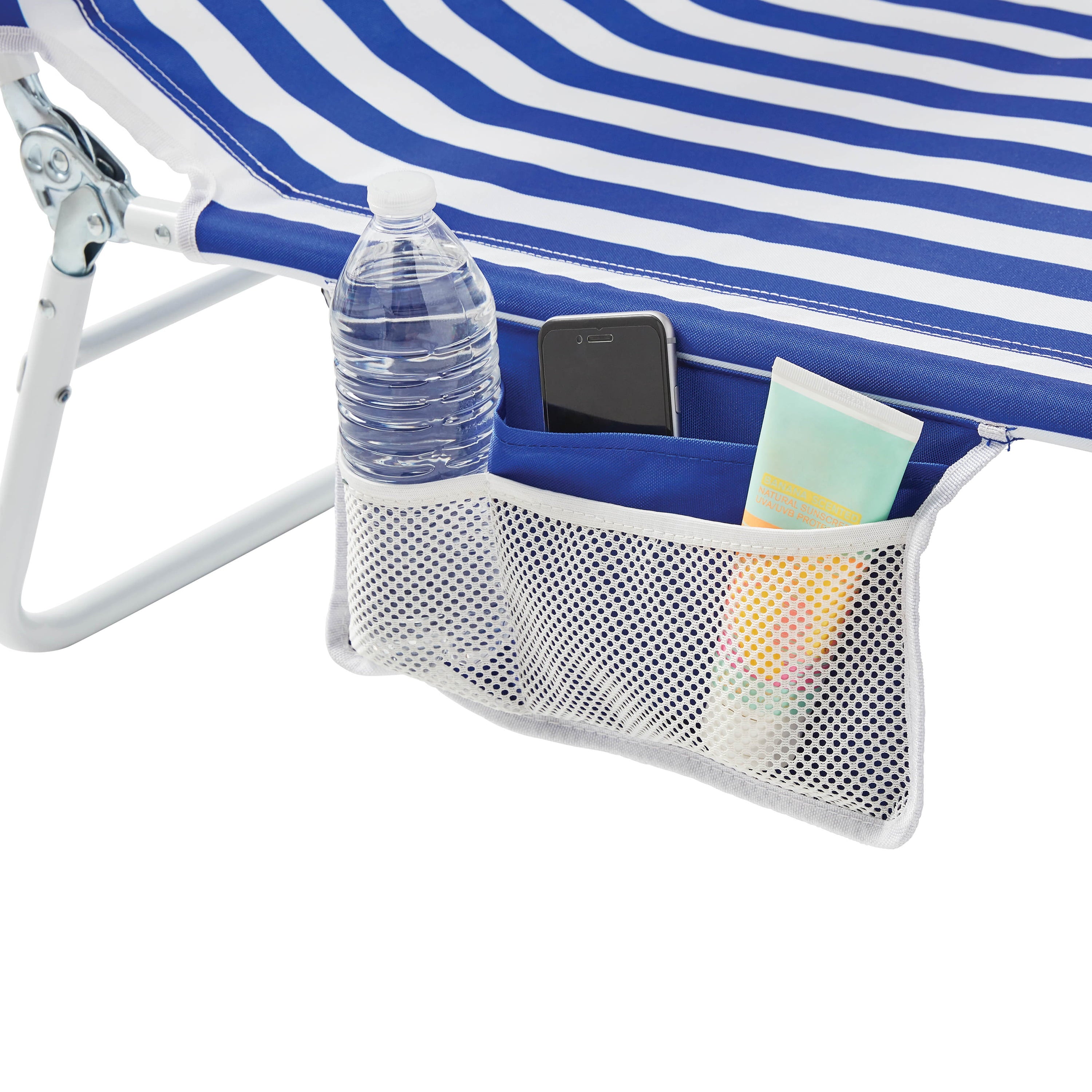 2-Pack Mainstays Folding Backpack Face-Down Beach Lounger, Blue & White Stripe