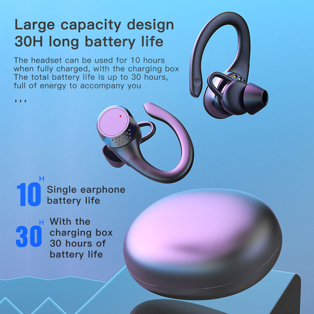 Wireless Bluetooth 5.2 Headphones Waterproof TWS Sports Earphones HiFi Noise Canceling In-ear Ear Hook with Mic