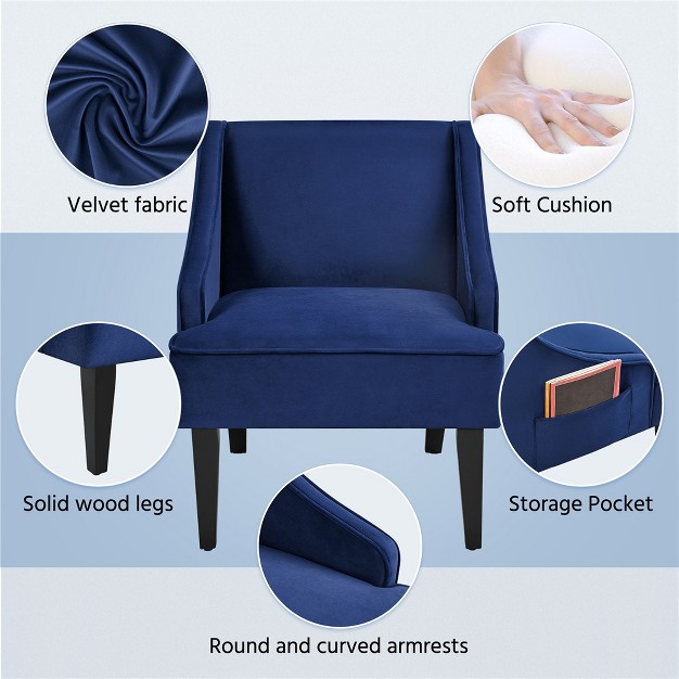 Yaheetech Modern Upholstered Armchair Velvet Accent Chair For Living Room Bedroom