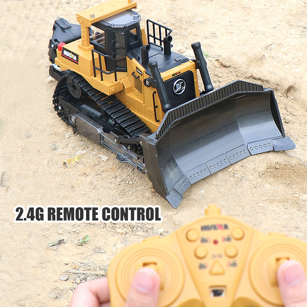 Fisca 1/16 Remote Control Bulldozer Toys for Kids， Children RC Dozer Front Loader Tractor Construction Vehicles