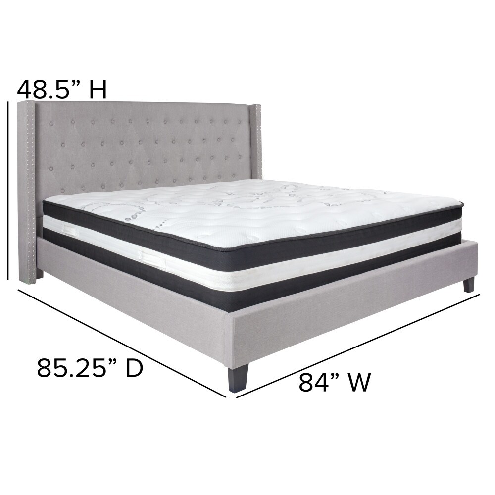 Tufted Upholstered Platform Bed with Pocket Spring Mattress