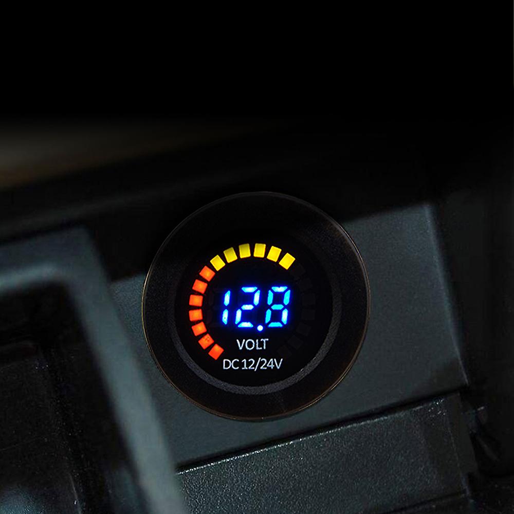 Black New 12/24v Color Led Dc Digital Display Voltmeter With Low Pressure Buzzer Alarm Waterproof Tester Volt Gauge For Car Motorcycle Truck Boat Mari