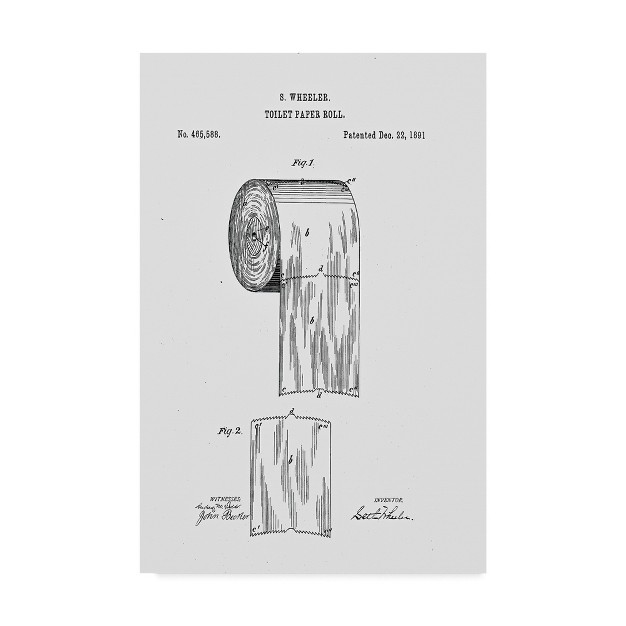 Trademark Fine Art claire Doherty x27 toilet Paper Roll Patent 1891 White x27 Canvas Art