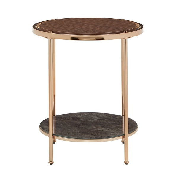 Celsus Champagne Gold End Table with Storage by iNSPIRE Q Bold