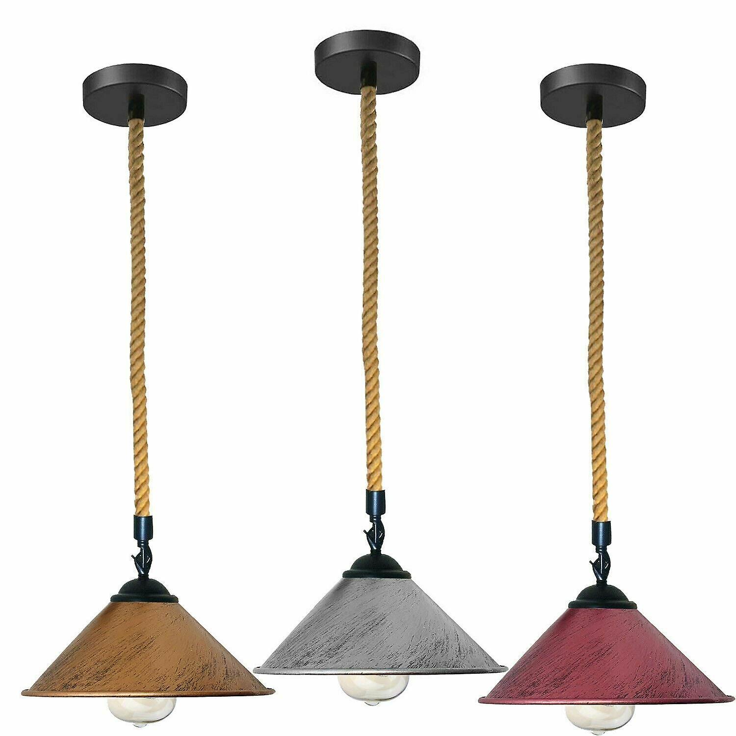 Pendant light cone shade with hemp ropes