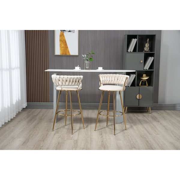 Bar Stools With Back and Footrest Counter Height Bar Chairs for Living Room， Kitchen， Bar Counter(Set Of 2)