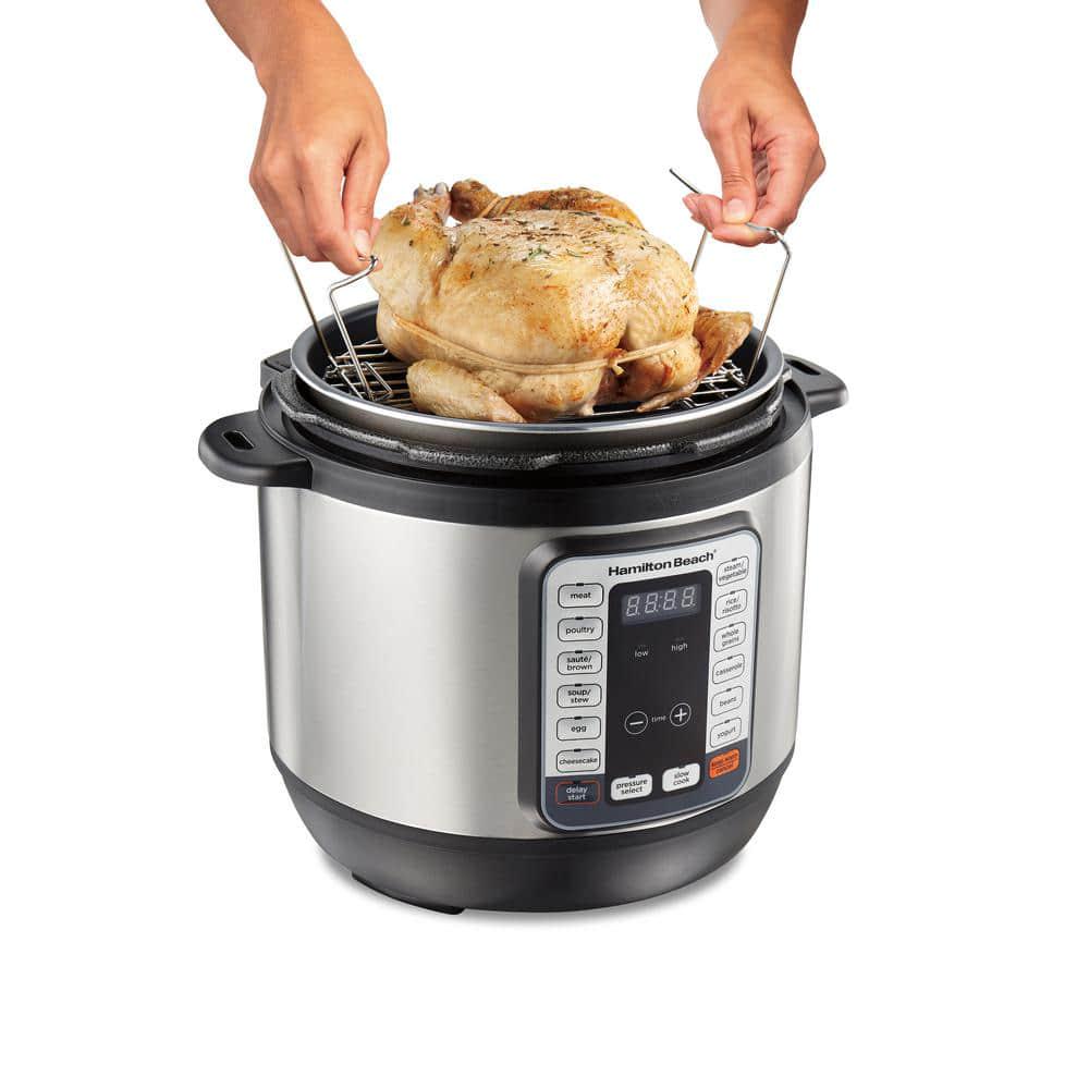 Hamilton Beach 8 Qt Stainless Steel Electric QuikCook Pressure Cooker with 12Preset Functions