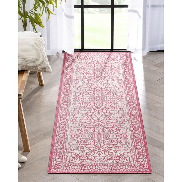 Well Woven Indoor Outdoorcelesine Fuchsia Persian Medallion Area Rug