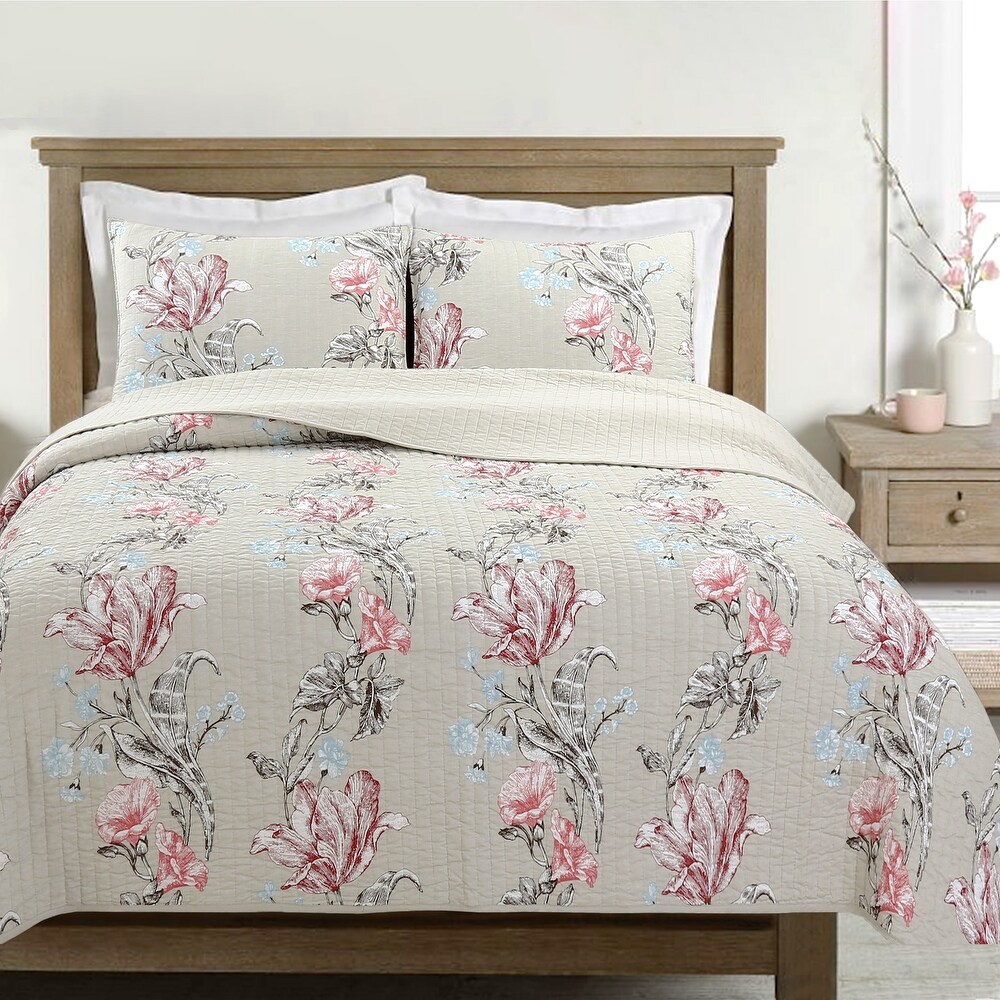 Cozy Line Morning Glory Floral Cotton Quilt Bedding Set