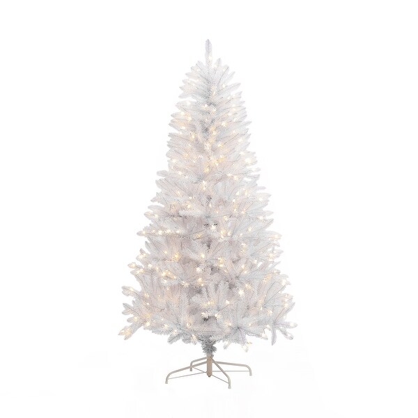 6.5Ft PreLit Artificial White Full Christmas Tree