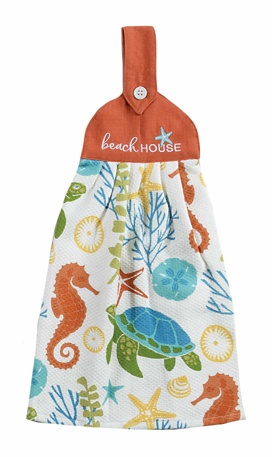 Set of 2 Beach House SEA TURTLE Terry Kitchen Tie Towels by Kay Dee Designs