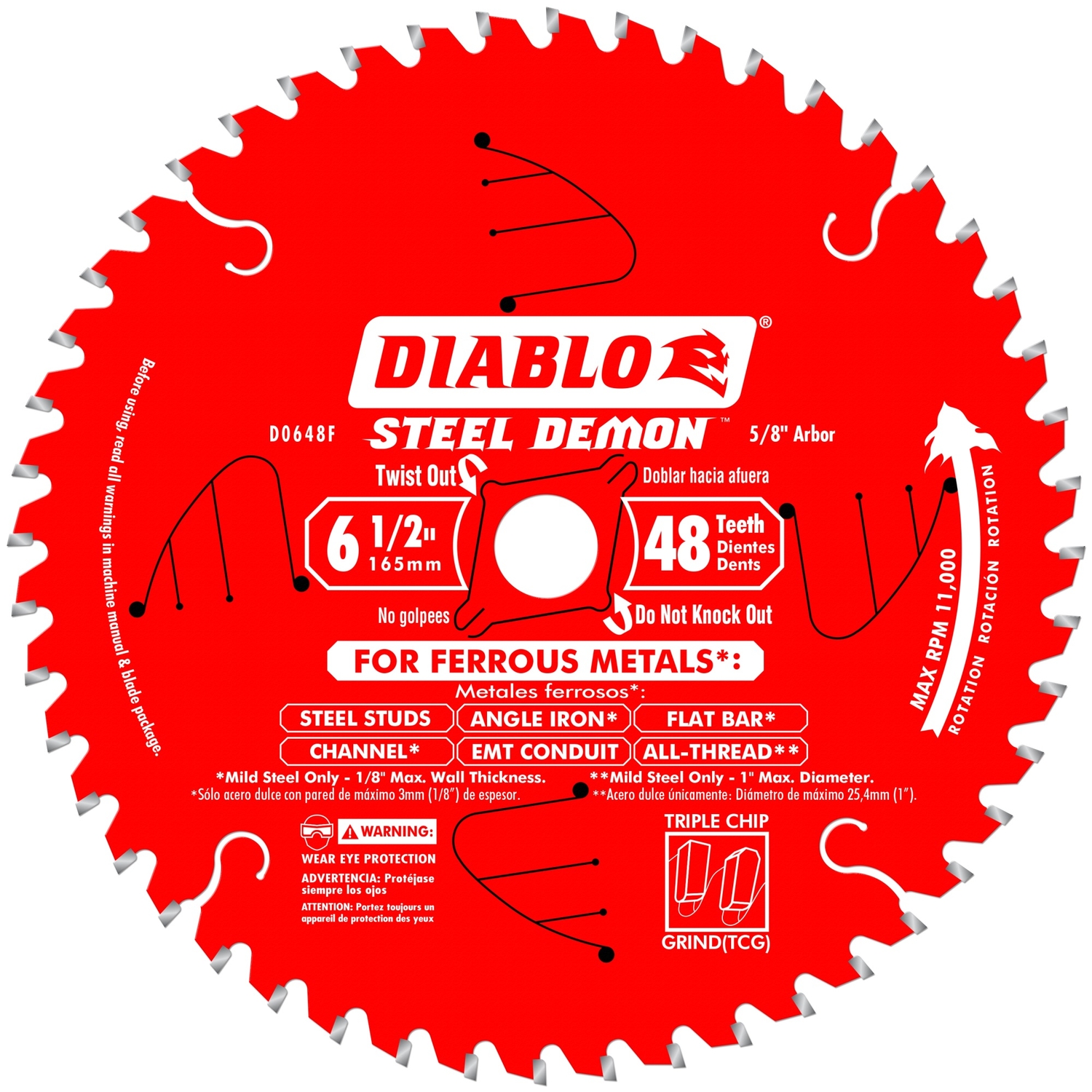 Diablo Steel Demon 6-1/2 in. D X 5/8 in. Cermet Carbide Metal Saw Blade 48 teeth 1 pc