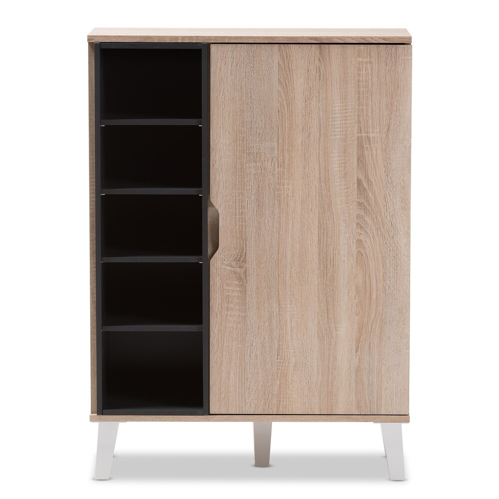 Mid Century Oak and Grey Wood Storage Cabinet by Baxton Studio