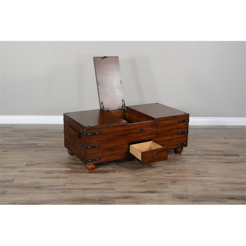 Sunny Designs Santa Fe 48 quotTraditional Wood Trunk Coffee Table in Dark Chocolate   Traditional   Coffee Tables   by Homesquare  Houzz