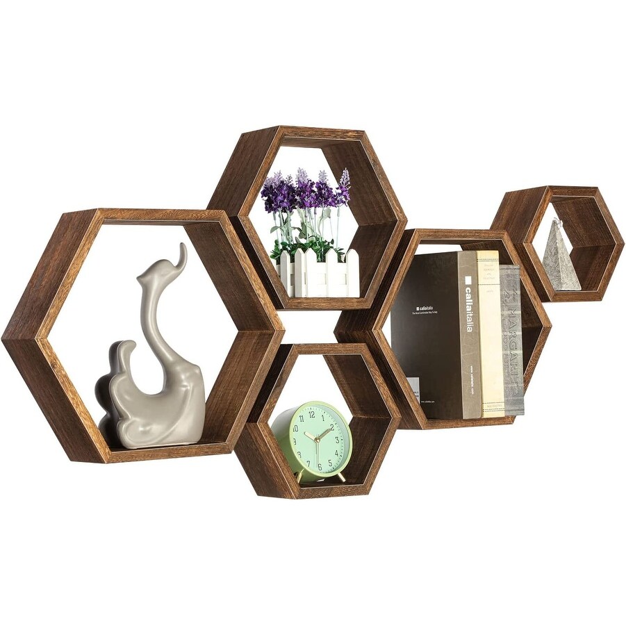 Wall Mounted Hexagon Floating Shelves