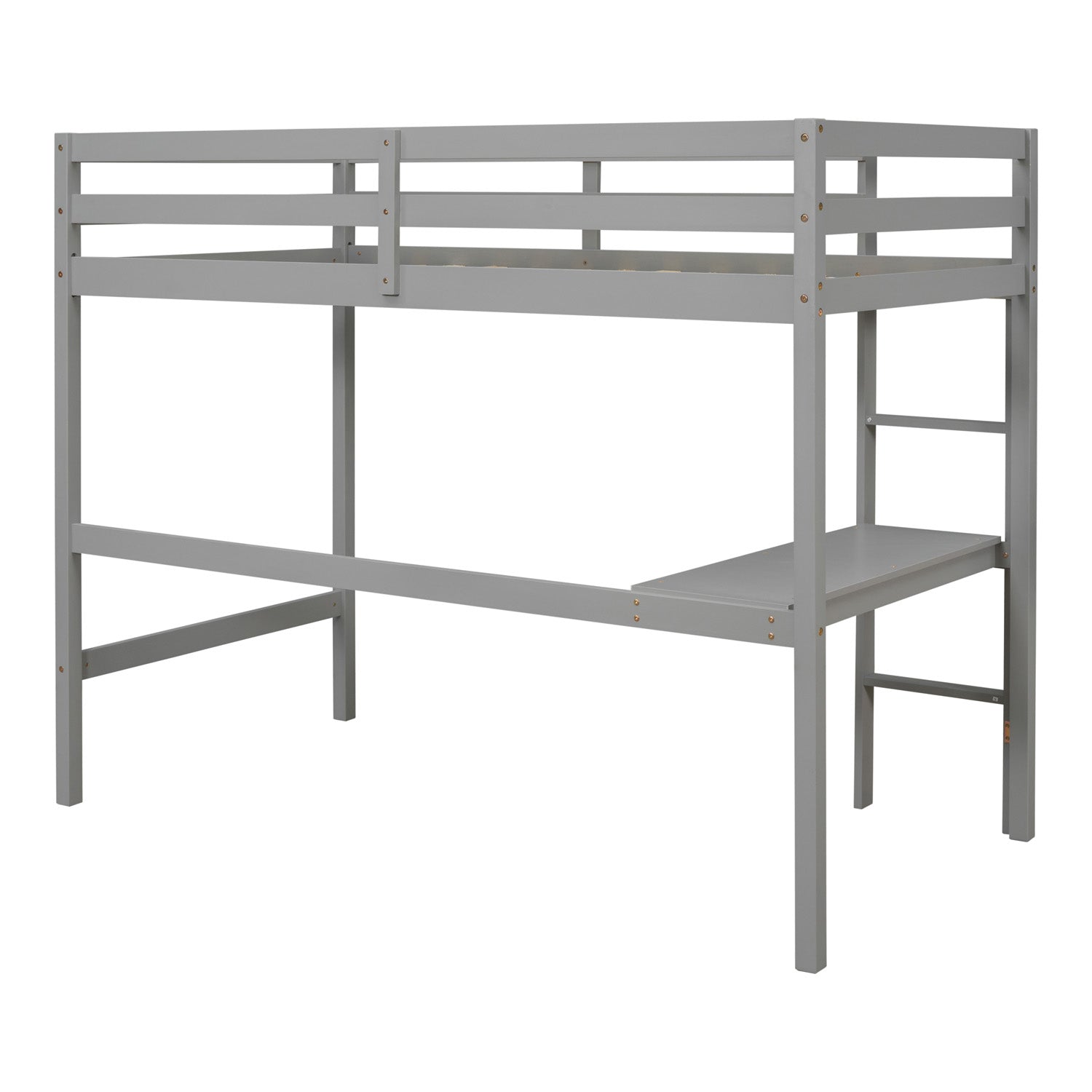 SYNGAR Twin Loft Bed Frame, Solid Pine Wood Twin Loft Bunk Bed Frame with Ladder for Boys Girls Teens Adults, No Box Spring Needed, Gray