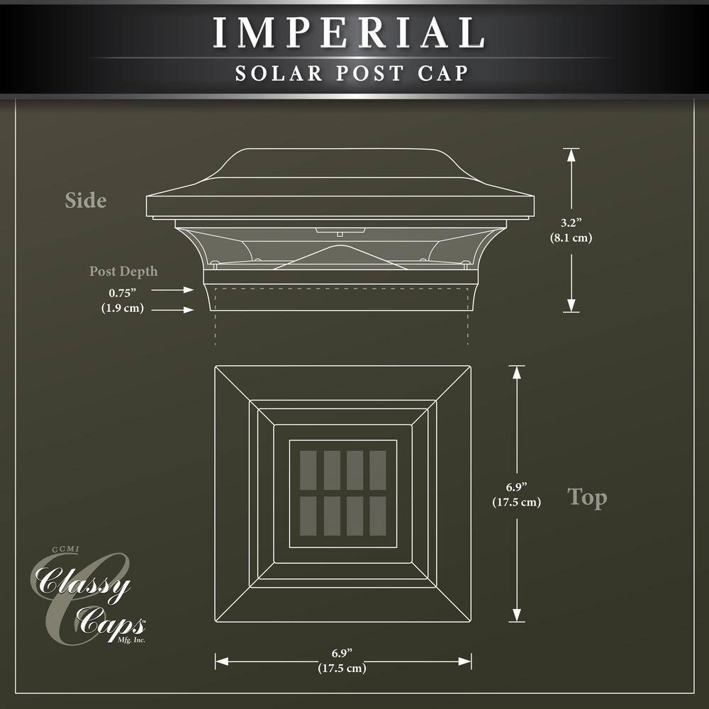 CLASSY CAPS Imperial 5 in. x 5 in. Outdoor White Cast Aluminum LED Solar Post Cap (2-Pack) SL214W