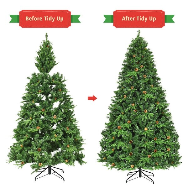 Gymax PreLit 8' Premium Spruce Artificial Christmas Tree Hinged 660