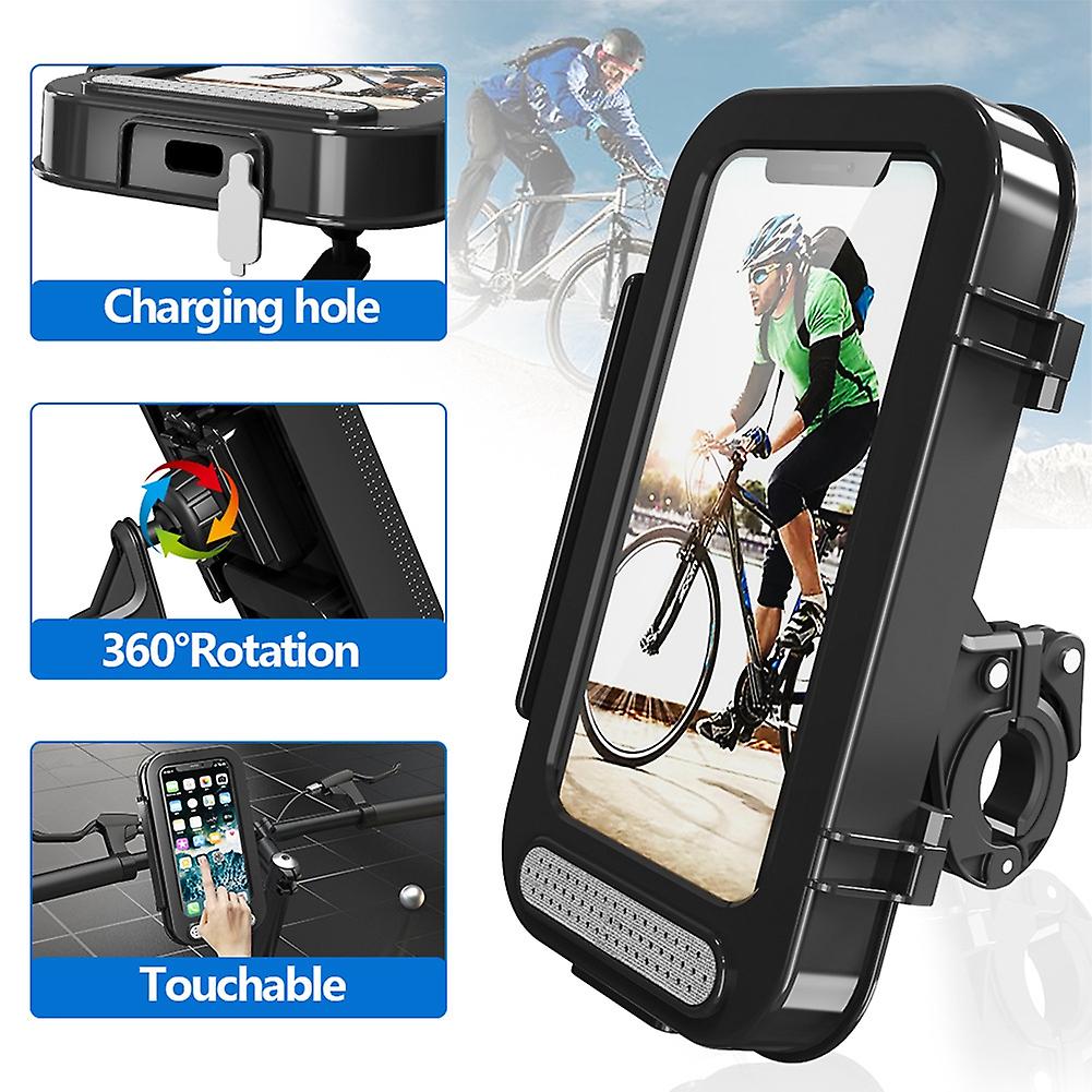 Bike Phone Mount Case Universal 360 Degree Rotation Waterproof Bicycle Motorbike Handlebar Phone Holder Sensitive Touch Bicycle Phone Holder