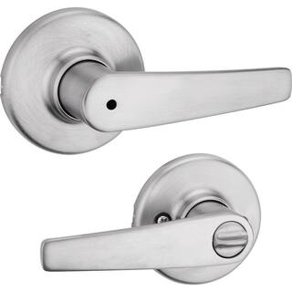 Kwikset Delta Satin Chrome Privacy BedBath Door Handle with Lock 300DL 26D 6AL R