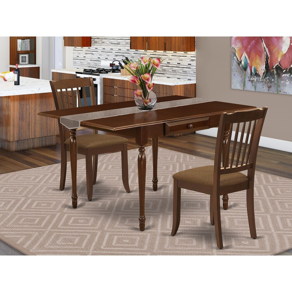 East West Furniture Kitchen Table Set Includes a Rectangle Dining Table with Dropleaf and Dining Chairs (Pieces Options)