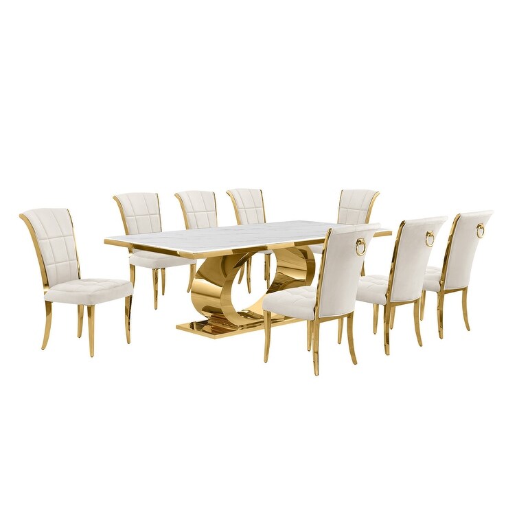 Best Quality Furniture D432/3 SC320 7 Dining Set with 87\