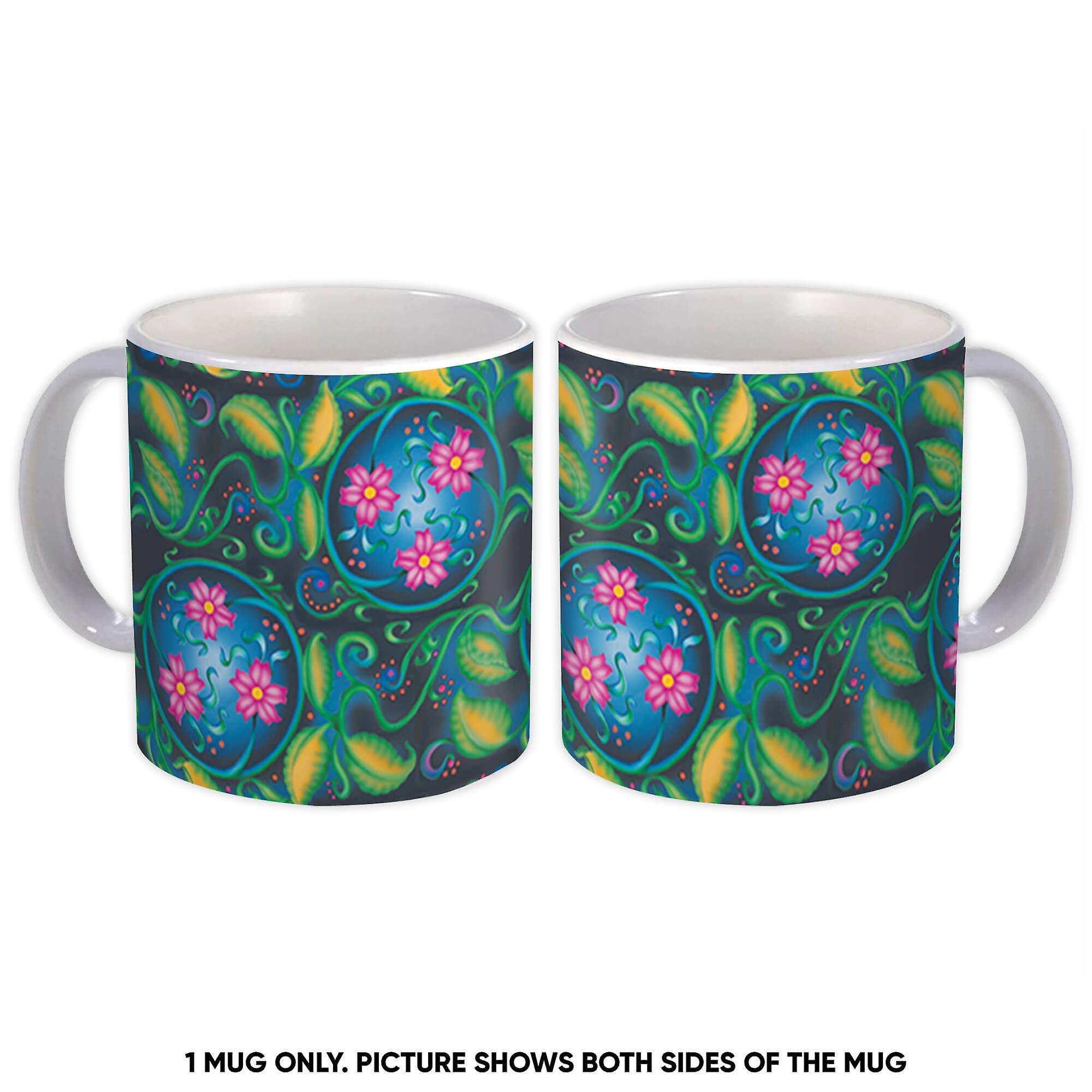 Gift Mug: Flowers Leaves Print Seamless