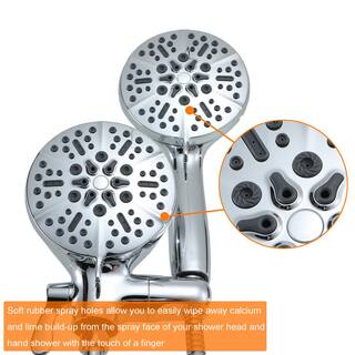 CASAINC 5-Spray Patterns with 1.75 GPM 5 in. Wall Mount Dual Shower Heads and Handheld Shower Head in Chrome CASATW2501-5CH