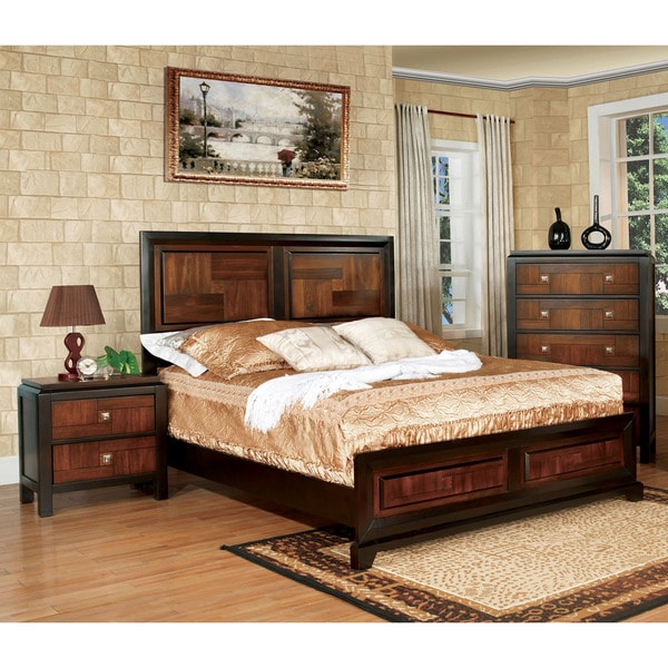 Furniture of America Sigh Rustic Walnut Solid Wood 3-piece Bedroom Set - - 9251821