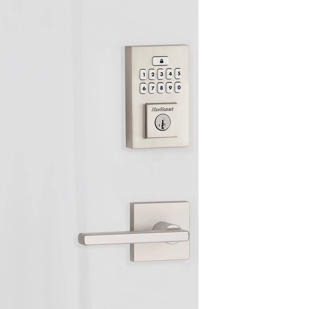 Kwikset SmartCode 260 Contemporary Satin Nickel Keypad Electronic Deadbolt Feat SmartKey wHalifax HallCloset Lever Combo Pack 9260CNT720HFL15