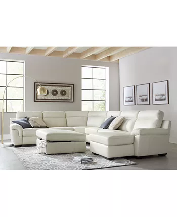 Furniture Julius II 5-Pc. Leather Sectional Sofa With 2 Power Recliners Power Headrests and USB Power Outlet