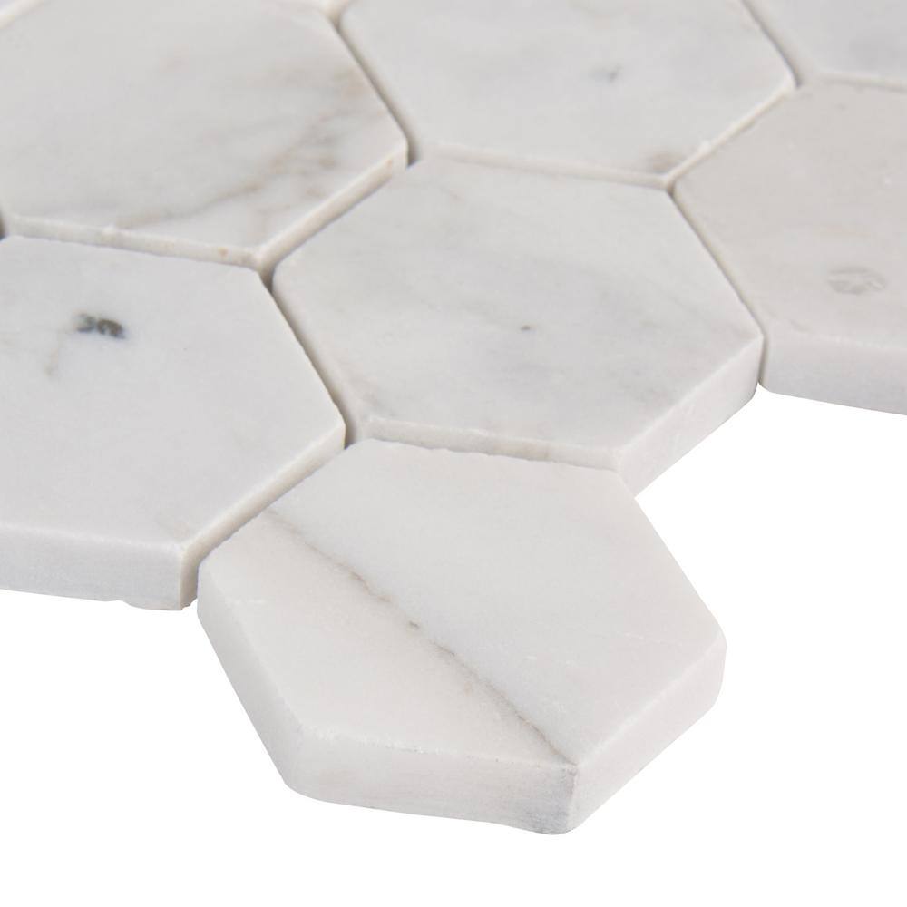 MSI Calacatta Cressa Hexagon 12.38 in. x 12.38 in. Honed Marble Look Floor and Wall Tile (9.8 sq. ft.Case) CALCRE-2HEXH