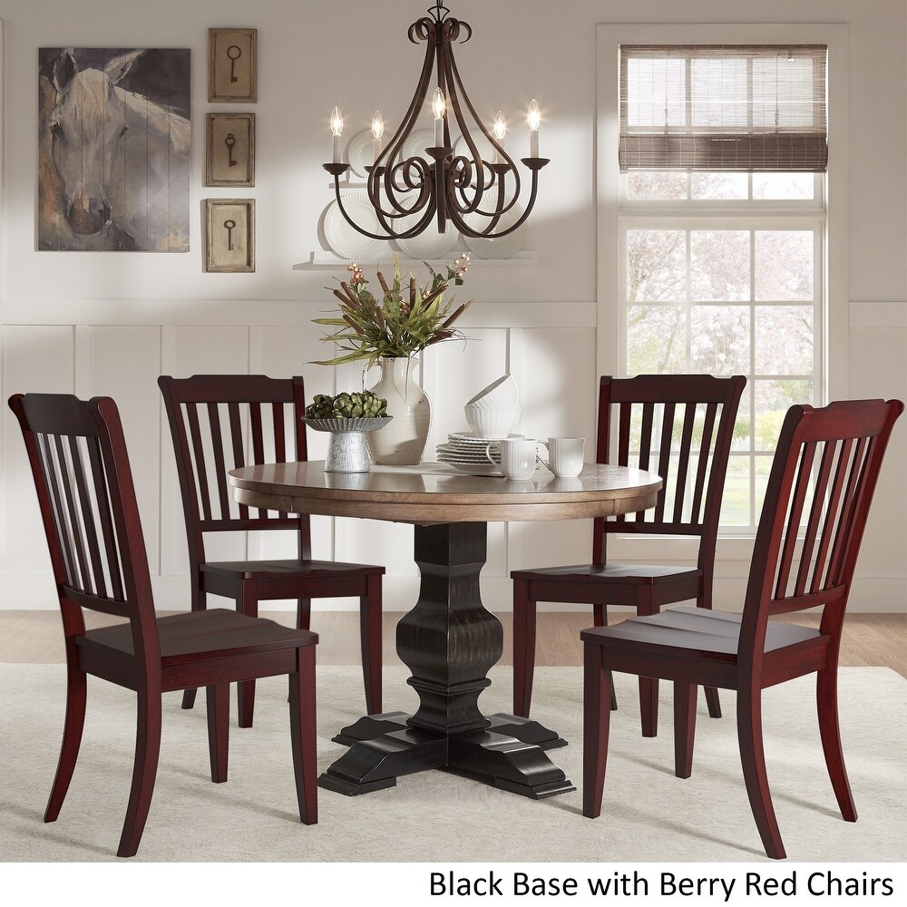 Eleanor Black Round Solid Wood Top 5 Piece Dining Set   Slat Back by iNSPIRE Q Classic