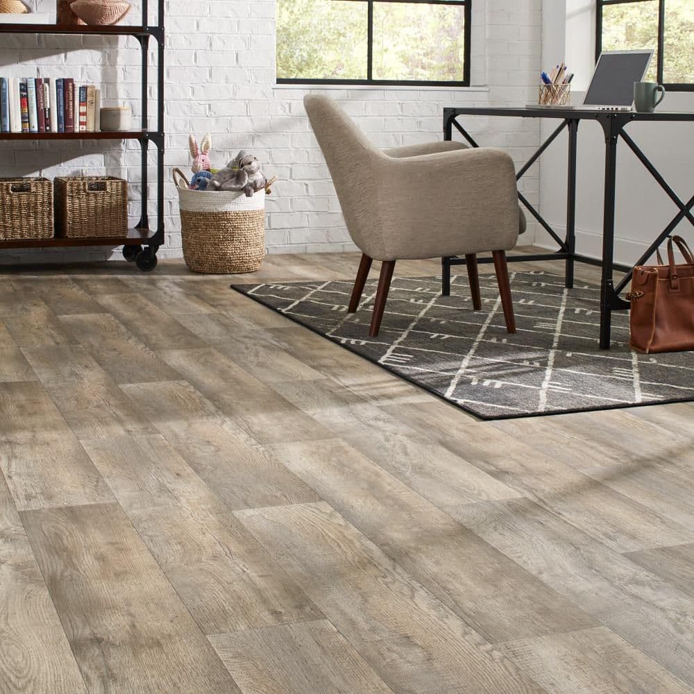 TrafficMaster Rustic Taupe Residential Vinyl Sheet Flooring 12 ft. Wide x Cut to Length U5210406K861G14