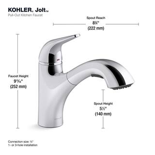 KOHLER Jolt Single Handle Standard Kitchen Faucet in Vibrant Stainless 30612-VS