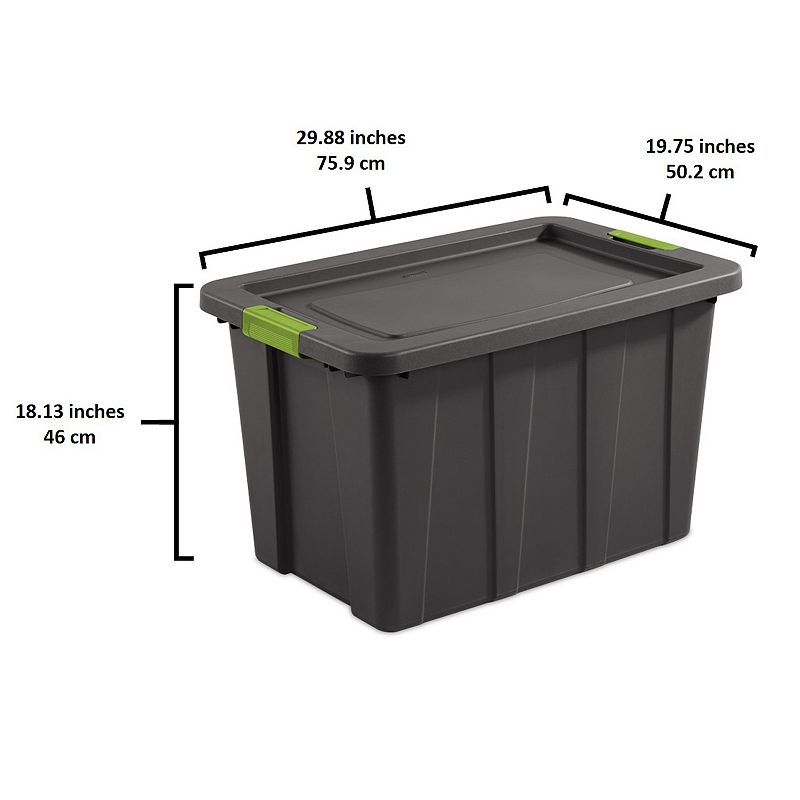 Sterilite Tuff1 Latching 30 Gal Plastic Storage Tote Container and Lid (4 Pack)