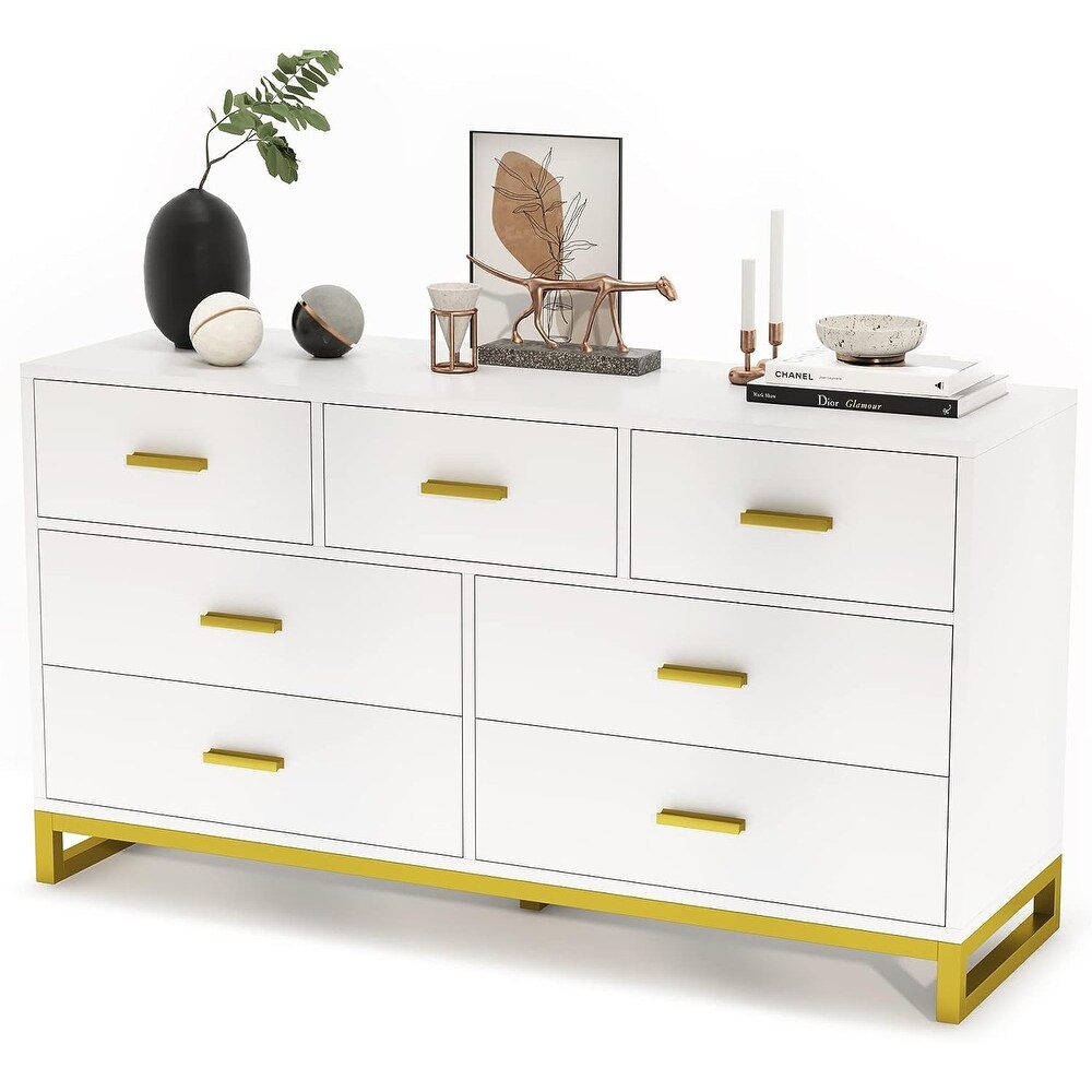 PAKASEPT White Dresser for Bedroom  7 Drawer Dresser