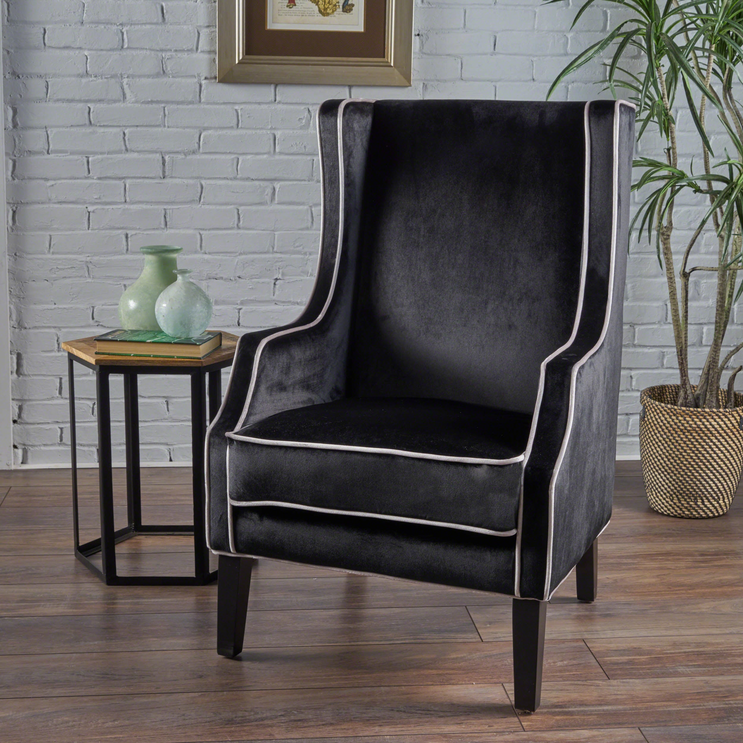 Edell Velvet Wingback Accent Chair