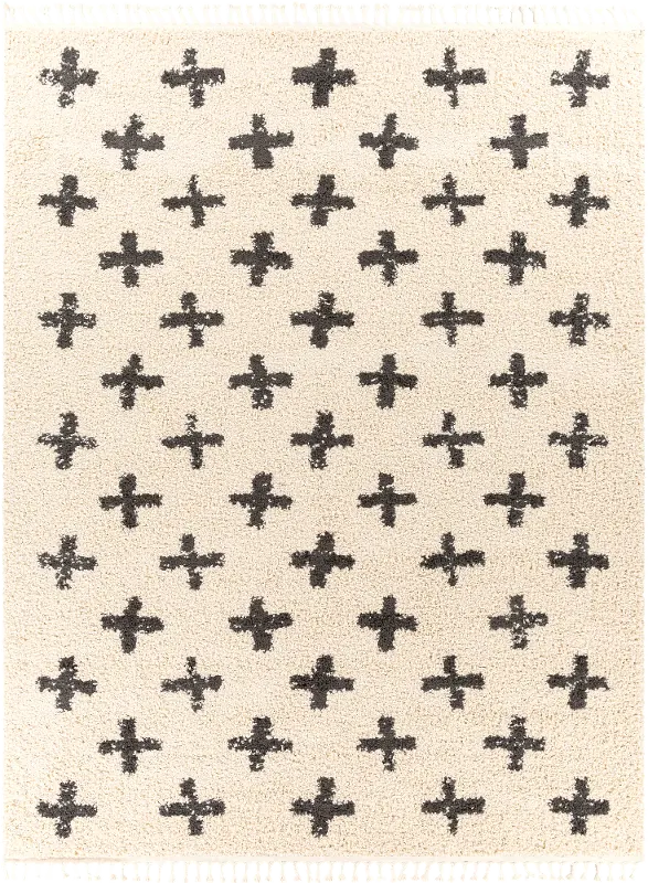 Berber 5 x 7 Contemporary Swiss Cream Shag Rug