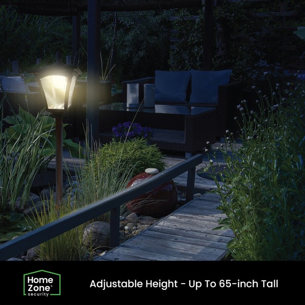 Home Zone Security 65 in Decorative Solar Black Lamp Post