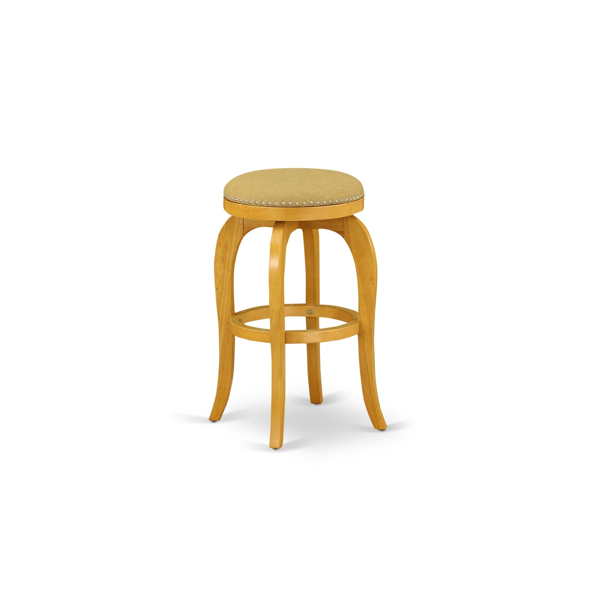 BFS030-416 Bedford Swivel Backless Barstool 30'' Seat Height With Oak Leg And Pu Leather Vegas Gold