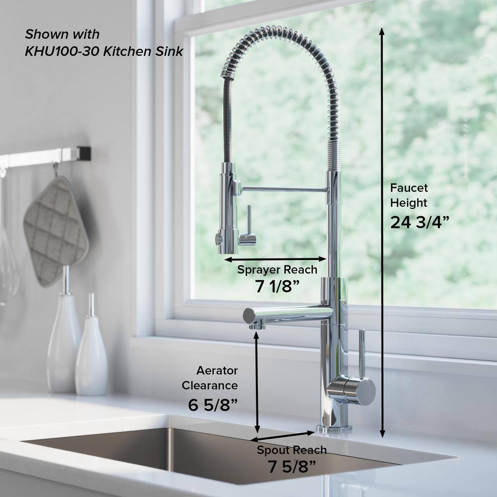 KRAUS Artec Pro Single-Handle Pull Down Sprayer Kitchen Faucet with Deck Plate in Black Stainless SteelBrushed Gold Finish KPF-1603SBBG-DP03SB