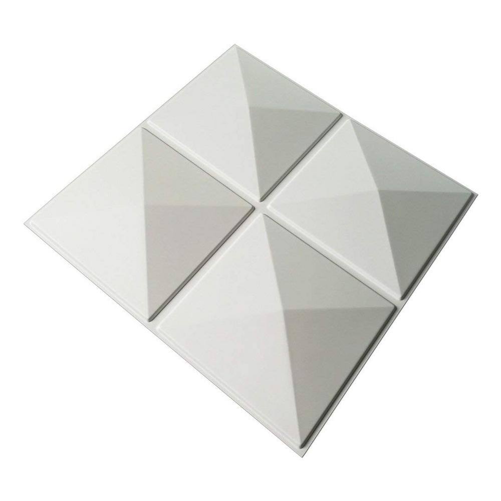 Art3d 19.7 in. x 19.7 in. x 1 in. White PVC 3D Wall Panels Decorative Wall Design (12-Pieces) A10007