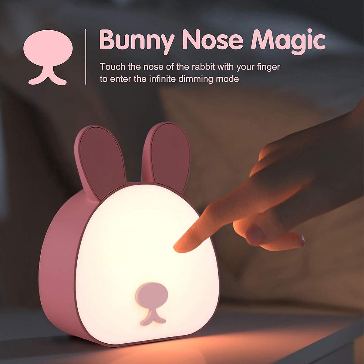 Cute Bunny Usb Rechargeable Led 3 Color Night Light  Baby Bedside Light Bedroom Bedside Decor Replaceable Expression Rabbit Light Gift