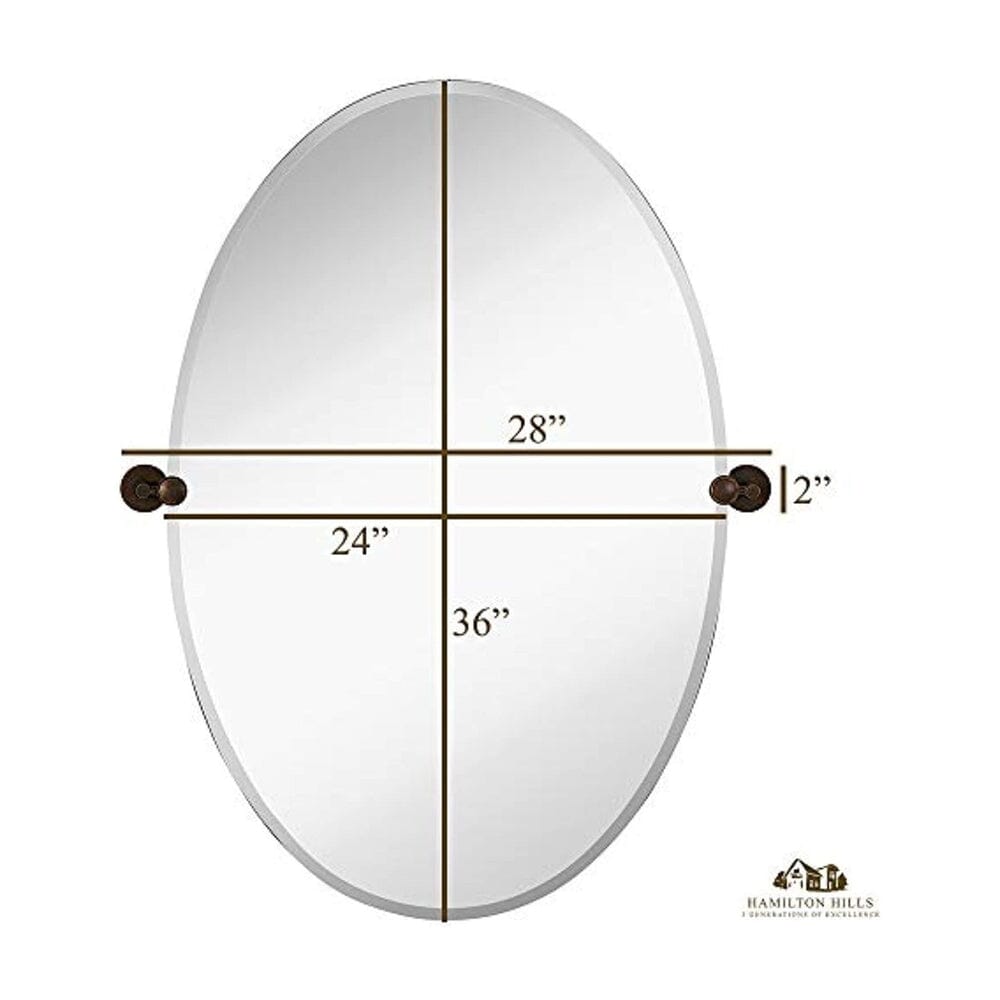 Large Pivot Oval Mirror with Oil Rubbed Bronze Wall Anchors 24