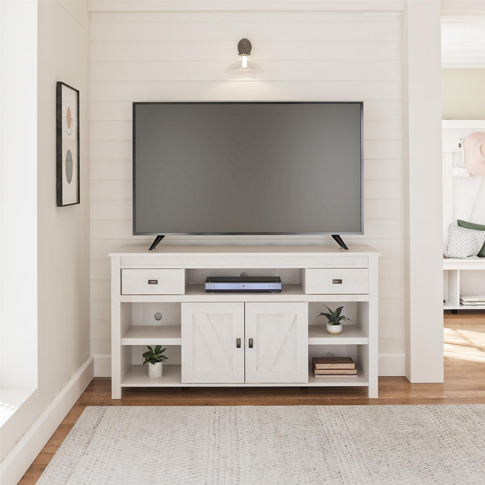 Farmhouse TV Stand  2 Sliding Barn Doors  amp2 Side Storage Drawers   Transitional   Entertainment Centers And Tv Stands   by Decorn  Houzz