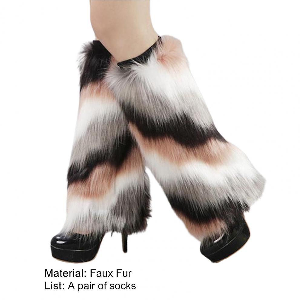 Women's Boot Cuffs Colorful Lightweight Faux Fur Leg Warmers Plush Boot Covers 30cm