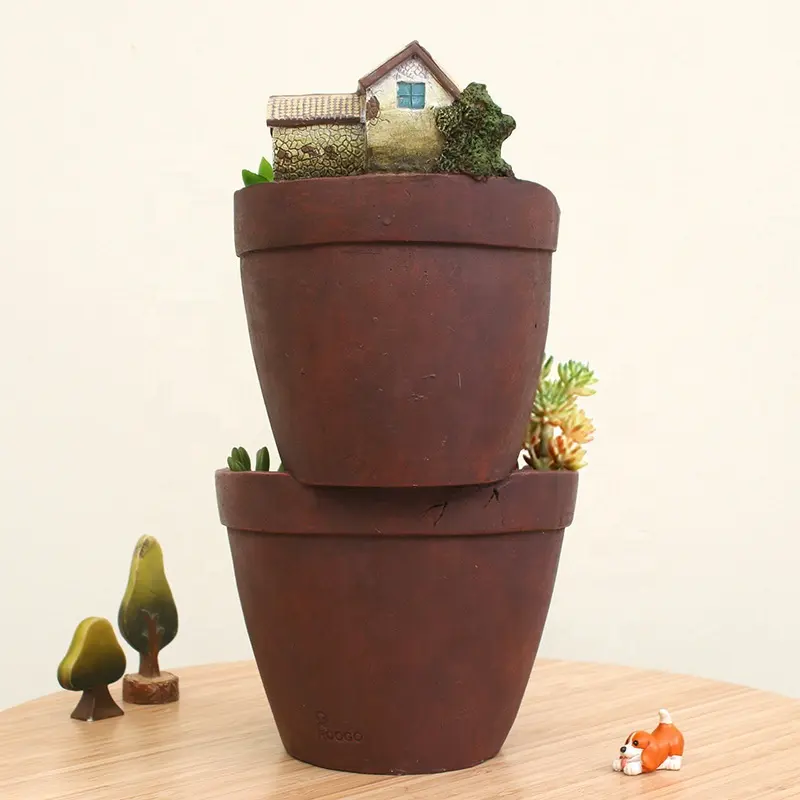 Continental Popular Ins Macetas Multistorey Fairy Tale Garden DIY Gift Friend Countryside Castle Succulent Plant Flower Pot